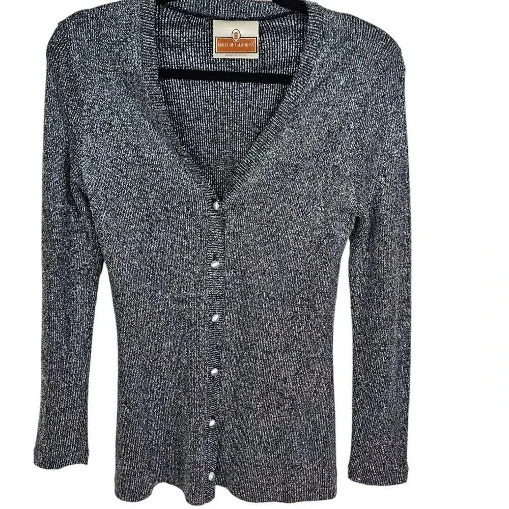 Vintage Koret of California 3 Piece Silver Wide Leg Disco Pants Shell Cardigan‎